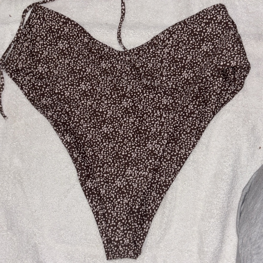 Skatie Dark Brown Micro Dot V-Waist Bikini Set - Picture 2 of 7